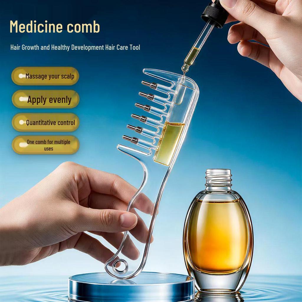 Scalp Care Liquid Applicator Comb - Transparent Liquid Guiding Artifact for Optimal Hair Treatment