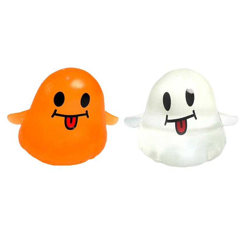 2pcs Soft Squeeze Toy Halloween Fidget Toy Ghost Decompress Squeeze Stress Ball Creative Prank Toy for Adults Halloween Gifts