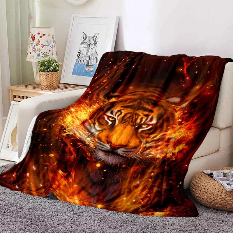 3D Tiger Blanket Super Soft For Spring Autumn Modern Line Art Sherpa Blanket Bedspread Throw Travel Dropship