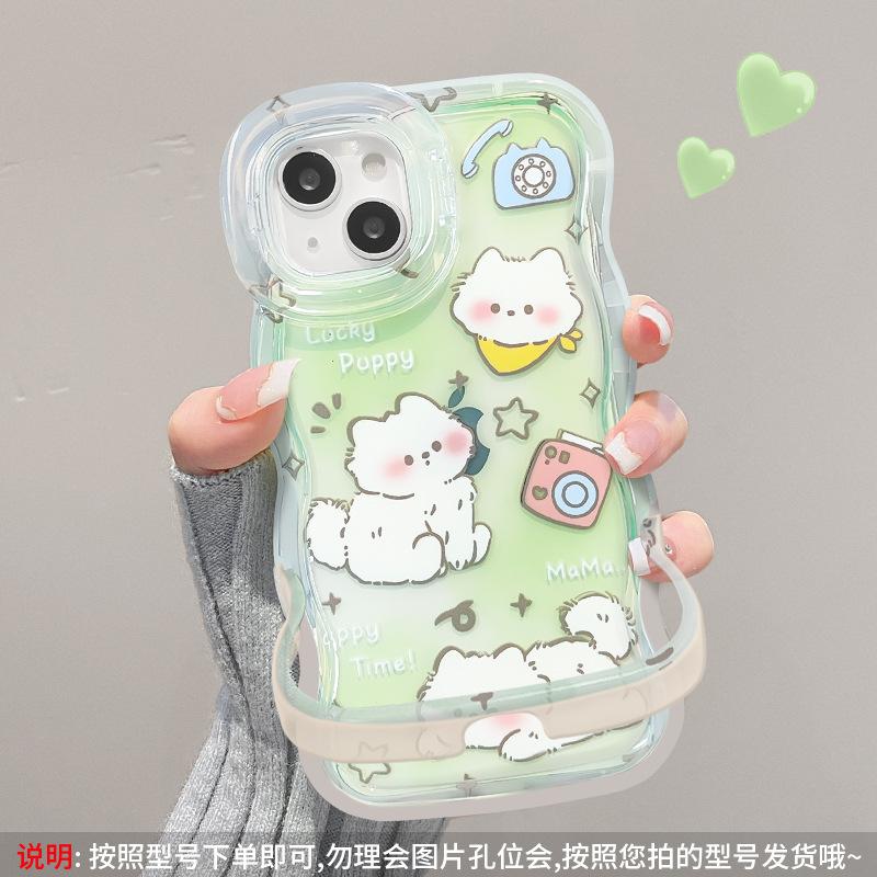Cute Cat and Dog Are Suitable for Apple 16promax Mobile Phone Case 13 Transparent Silicone 15 Invisible Double Bracket 14 New Women's Models