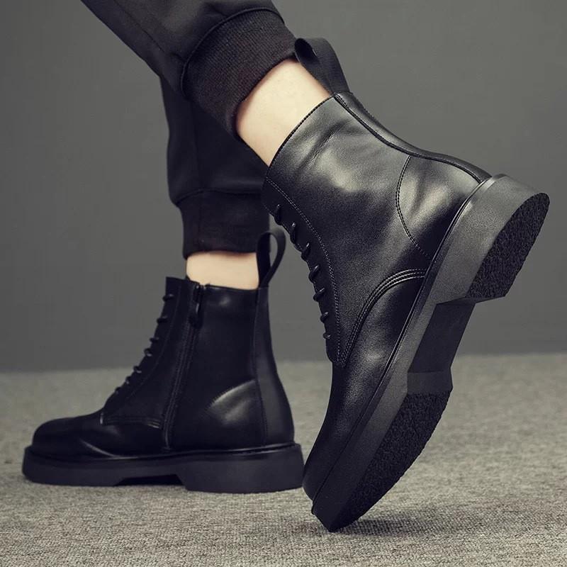 

Ботинки Мартин из натуральной кожи, мужские высокие, универсальные, увеличивающие рост, корейская версия, кожаные ботинки, трендовые мужские осенние ботинки в стиле милитари, ботинки-локомотивы 44