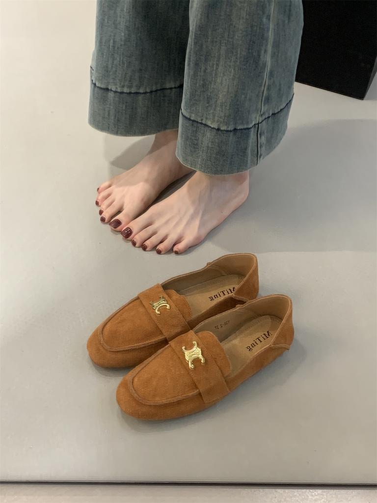 Slip On Loafers for Mum Lazy French Flats Shoes Leather Daily Maternity Driving Shoes Autumn Oxfords Thomas Shoes Zapatos Mujer