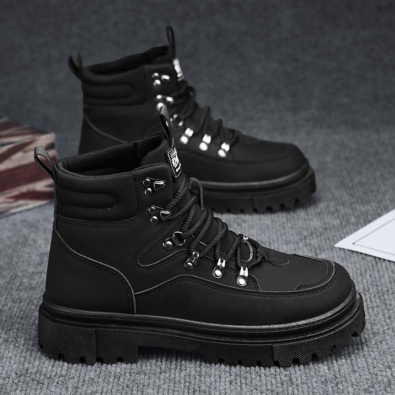Nowe Męskie Klasyczne Jesienno-Zimowe Modne Wysokie Buty na Grubej Podeszwie do Skateboardingu Wygodne Miękkie Podeszwy Koszykarskie Sneakersy