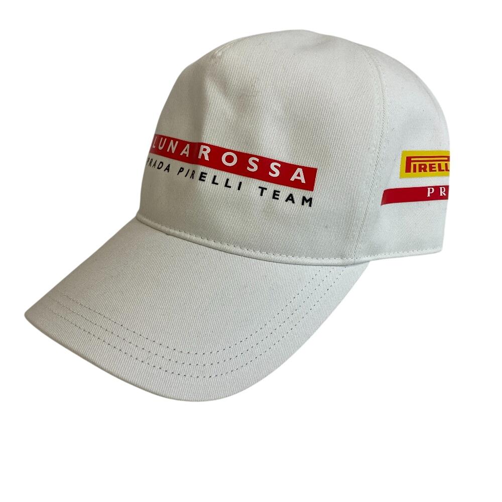 PRADA LRH018 Baseball cap Bianco Luna Rossa Pirelli Nero cotton cap white cotton mens Used