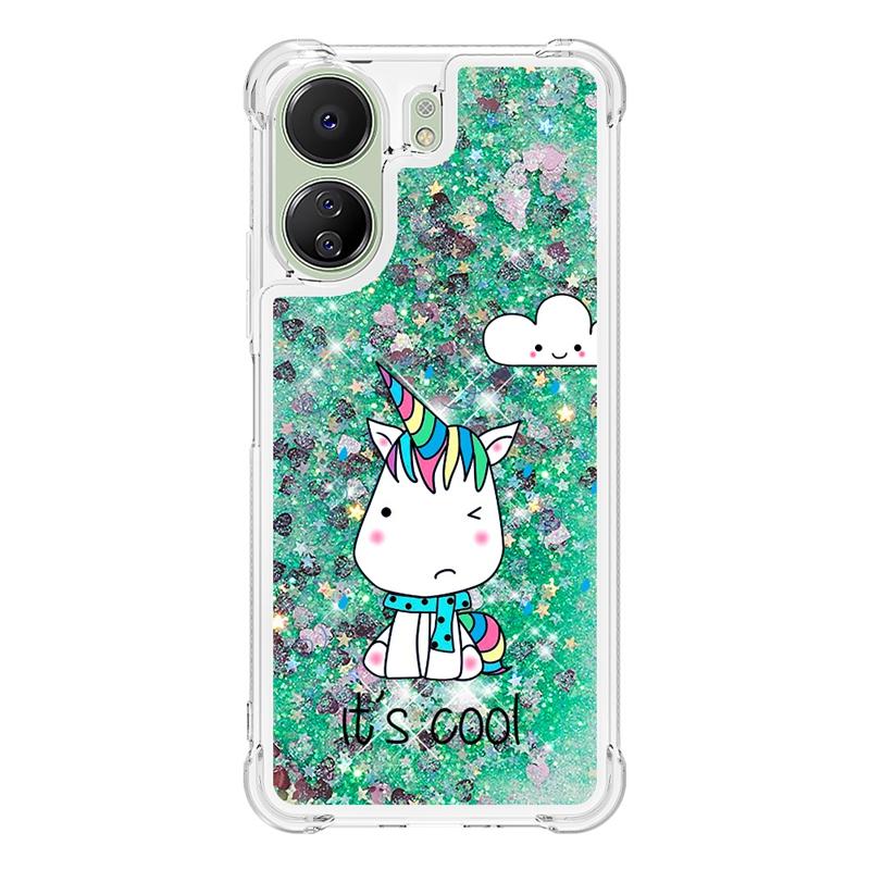 13C Pouzdro Pro Xiaomi Redmi 13C Kryt Malovaný Vzor Třpytivý Tekutý Kryt s Pískem pro Xiomi Redmi 13C 12C Pouzdro na Telefon Fundas