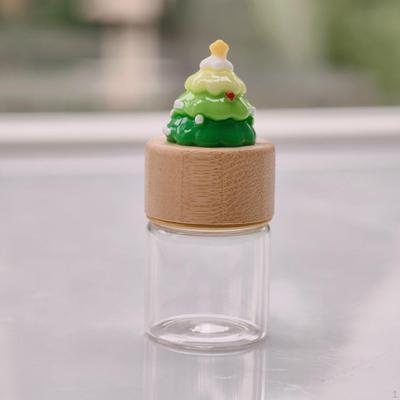 Christmas Tree Glass Jar Compact Size Infant Tooth Collection Bottle Wooden Lid Hair Preservation
