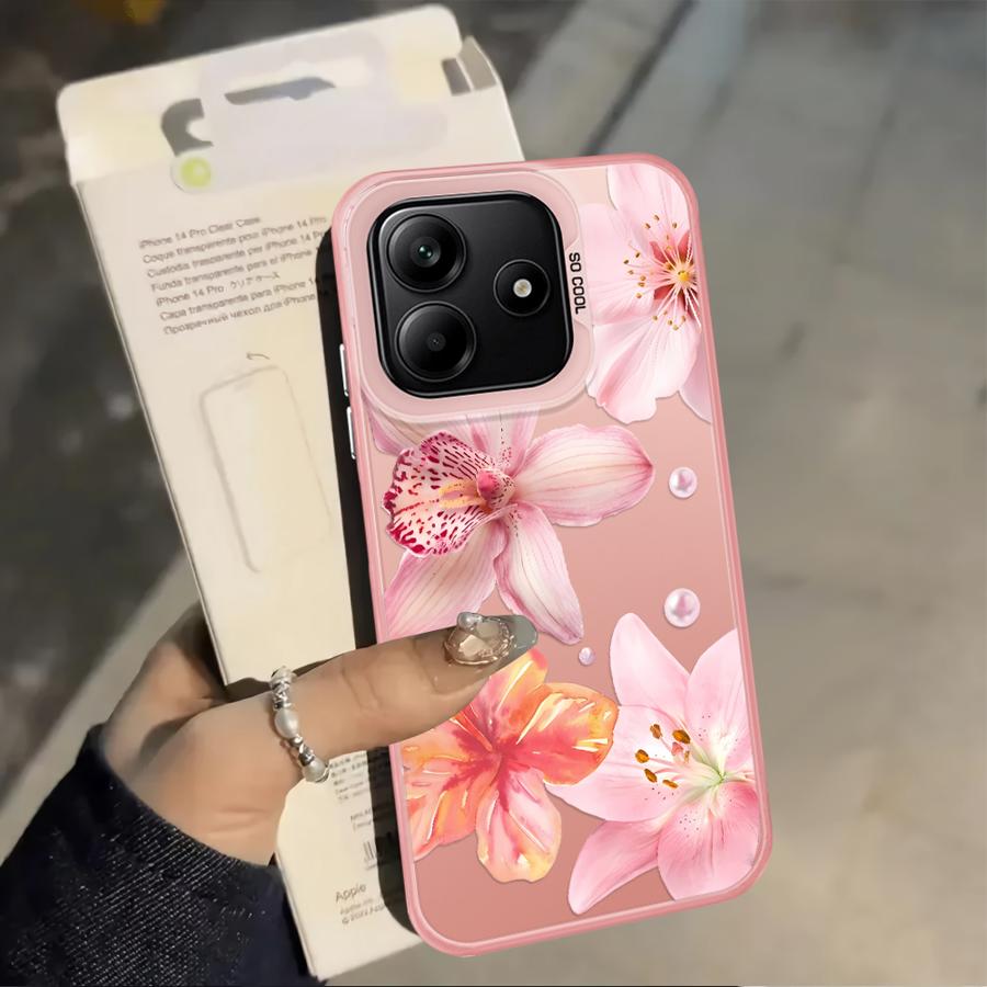 Pink Lily Flower Pattern Back Phone Cover Case for Xiaomi Poco F4 X3 NFC X5 X3 Pro C51 F3 GT C50