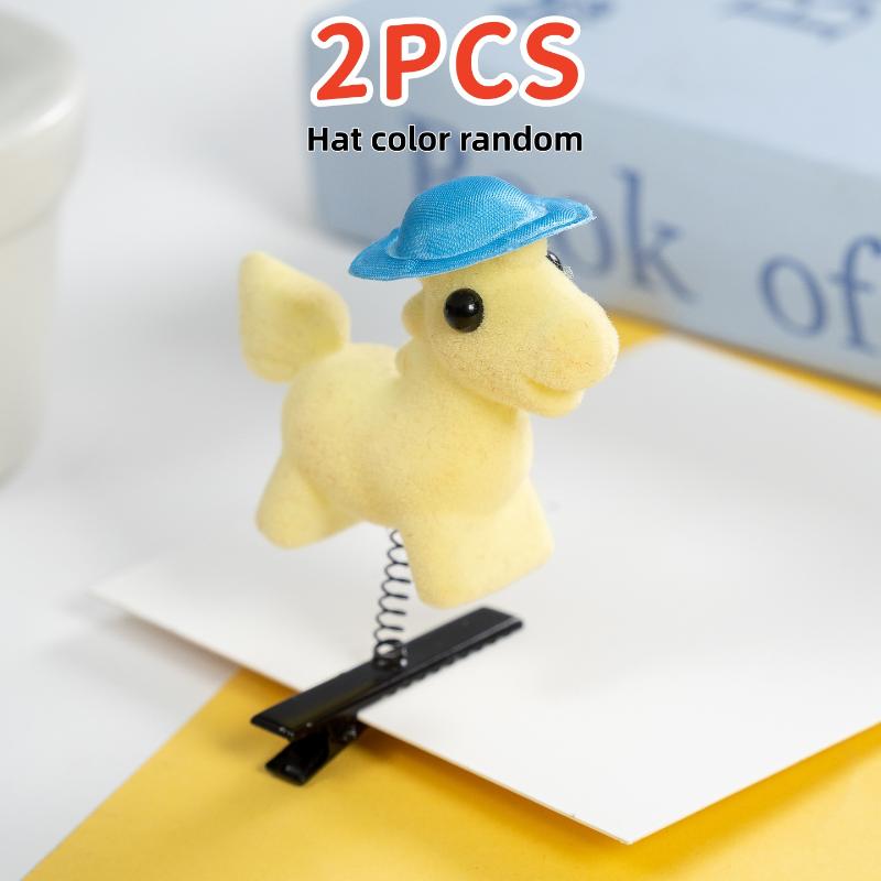 

2/5/10Pcs 2026 Year Of The Horse Hair Clip Cartoon Funny 3D Bouncing Hairpin Lovely Horse Duckbill Clip New Year Hair Accessory A6