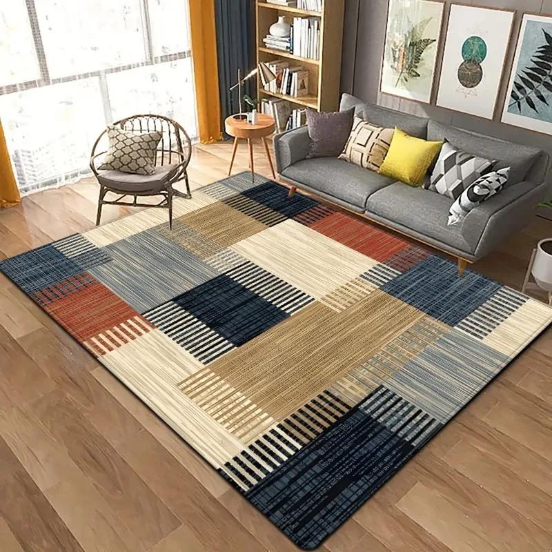 Nordic Moroccan Retro Ethnic Style Patchwork Pattern Square Carpet Bedroom and Living Room Indoor Use Decoration