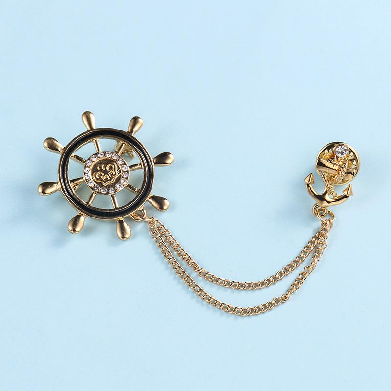 Kettenbrosche Herrenanzug-Accessoires Personalisierte Modeanstecknadel Fixierte Kleidung Vintage Britische Knopfanstecknadel Metallschmuck