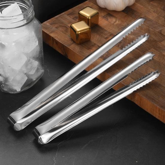 Stainless Steel Ice Tongs Small Lightweight Tongs Thickened Ice Clip Multifunctional BBQ Clip Ice Bucket