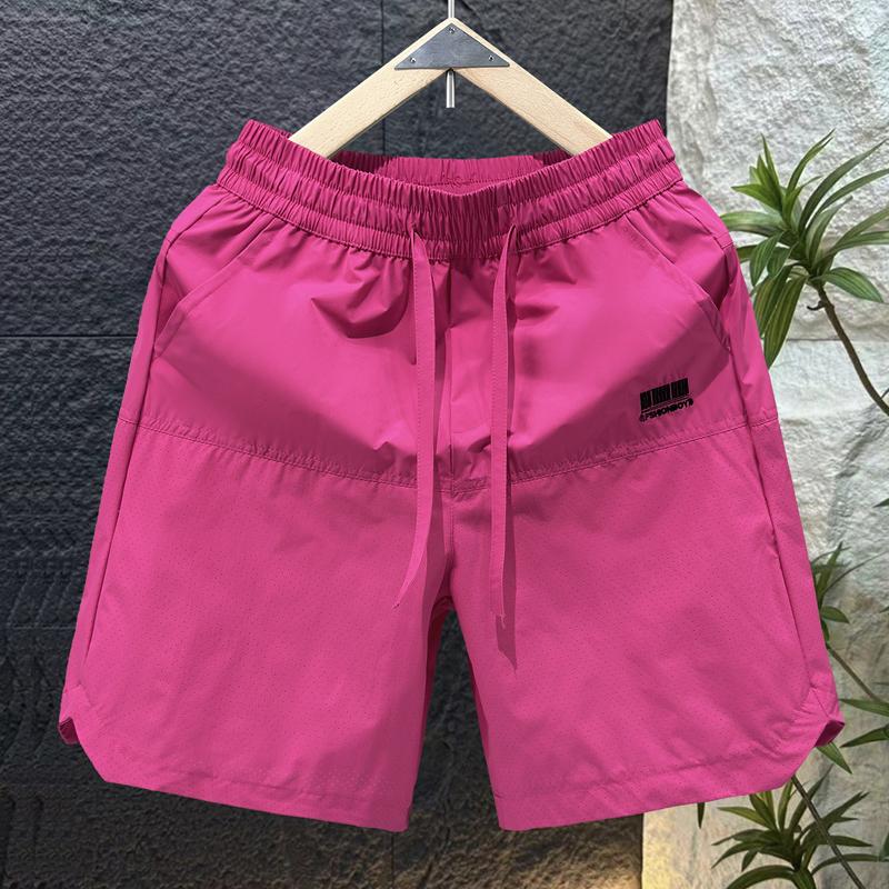 

Летние повседневные шорты, мужская одежда, большие размеры, эластичный пояс, летние черные шорты XL(52kg-60kg) розы красного