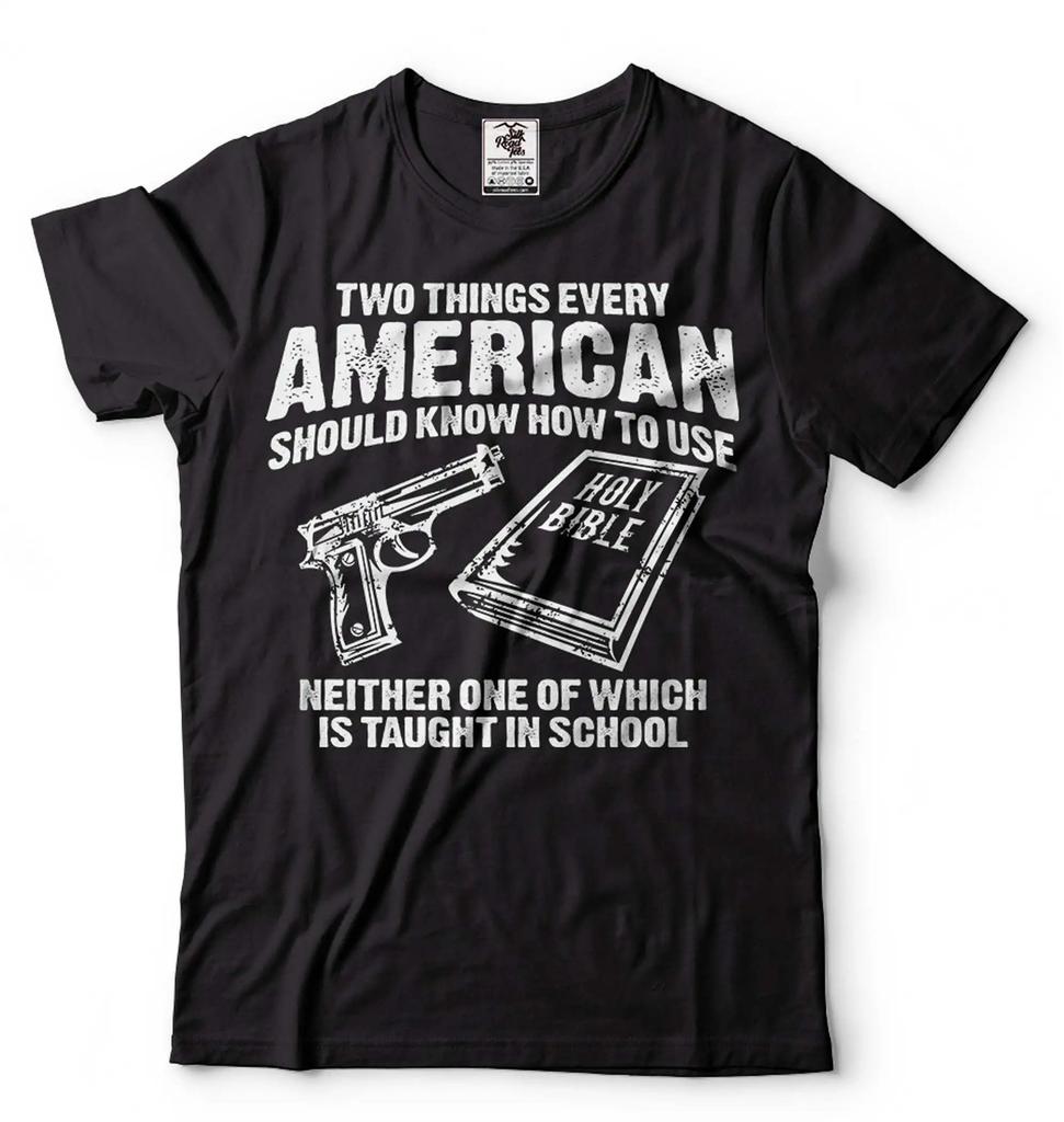 Guns And Holy Bible Shirt American Patriotic Tee 2nd Amendment Pro Gun Gift Tees
