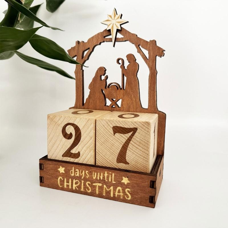 Christmas Countdown Calendar Christmas Countdown Wood Block Set,Christmas Advents Number Countdown Calendar Home Decors