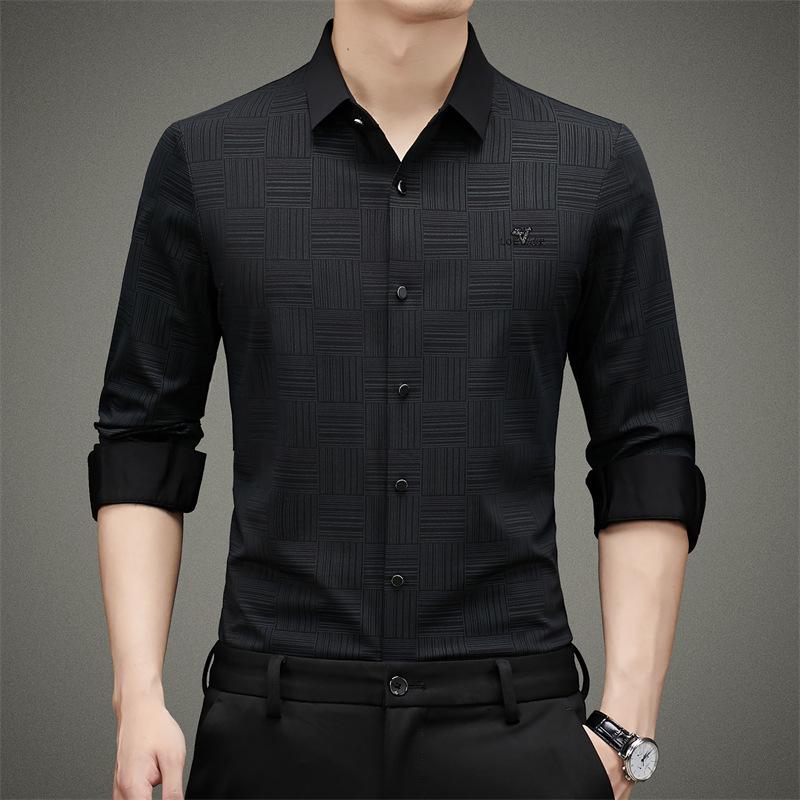 Shirt Men's Long-sleeved Spring and Autumn New Style Young and Middle-aged Men's Casual Seamless Thin Loose Shirt Dad's Fashion Trend