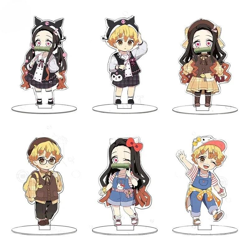 Demon Slayer Anime Peripheral Cute Acrylic Model Sign Kimetsu No Yaiba Zenitsu Nezuko Desktop Kawaii Office Desk Ornament Gift