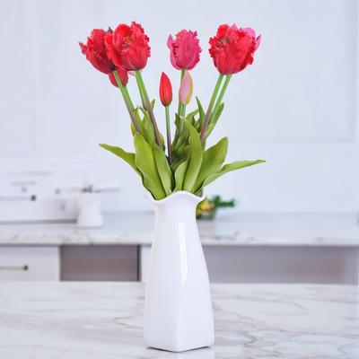 5-Head Wavy Soft Rubber Tulip Artificial Flower, High-End Home Holiday Decoration Tulip Artificial Flower