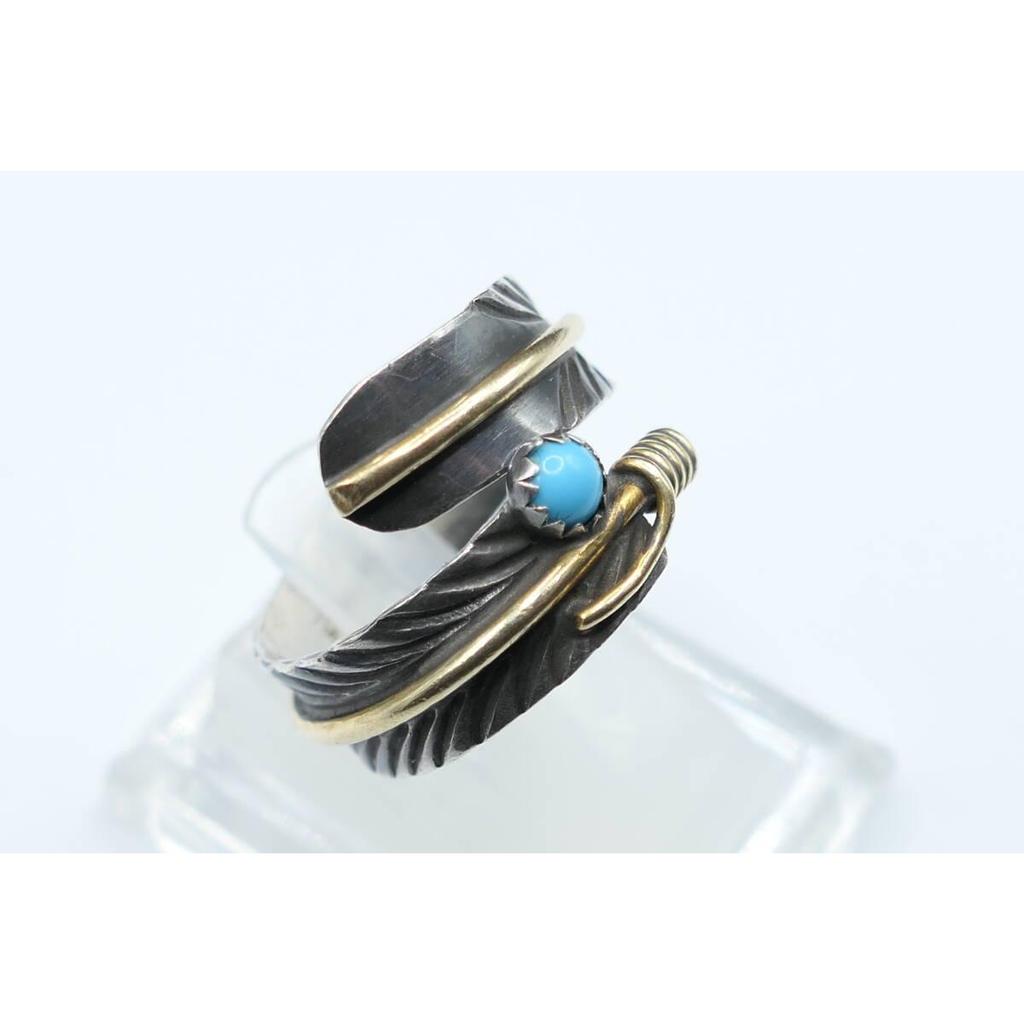 Used Unused No. 15 Navajo Turquoise Feather Ring Ring Free Size