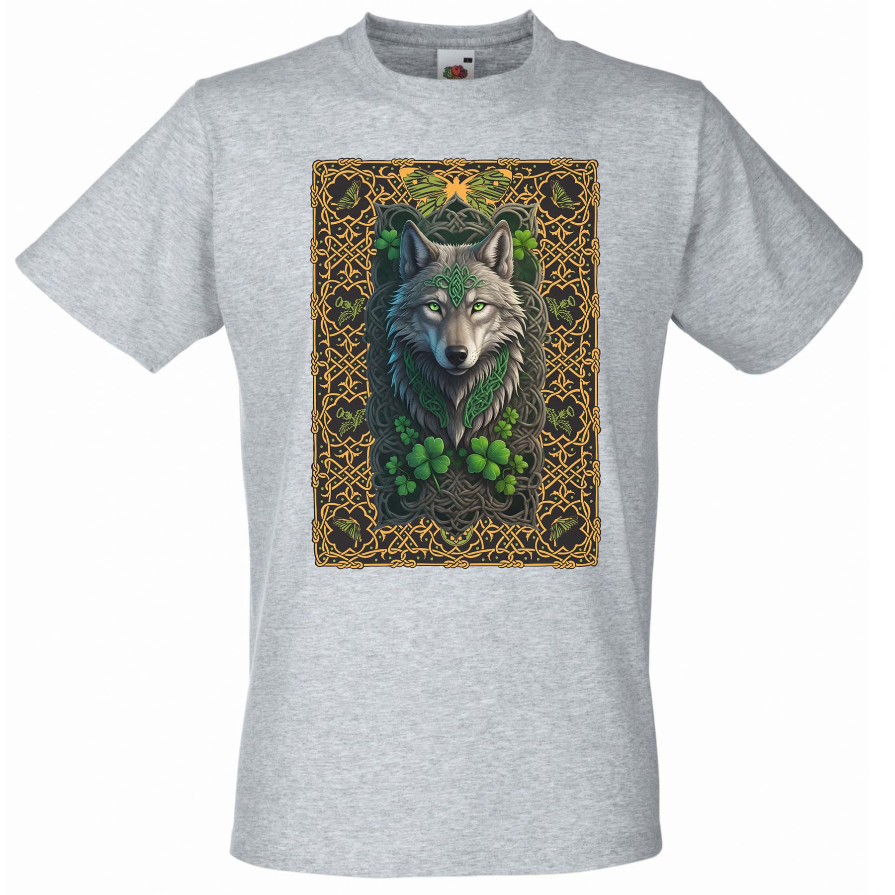 Adults Celtic Wolf Ireland Irish Mythology Son Of The Land Unisex Grey TShirt 2XL