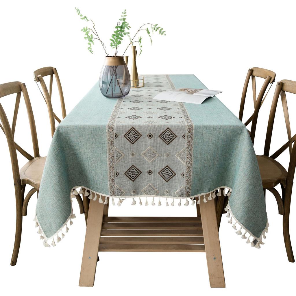Ethnic Style Linen Washable Table Cloth American Pastoral Tea Party Household Tablecloth Rectangular Coffee Table Cloth Tablecloth