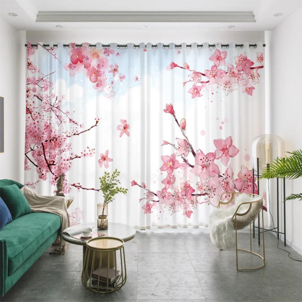 Custom Drape Japanese Anime Mount Fuji Cherry Blossom Landscape Painting Japanese Restaurant Living Space Bedroom Drape