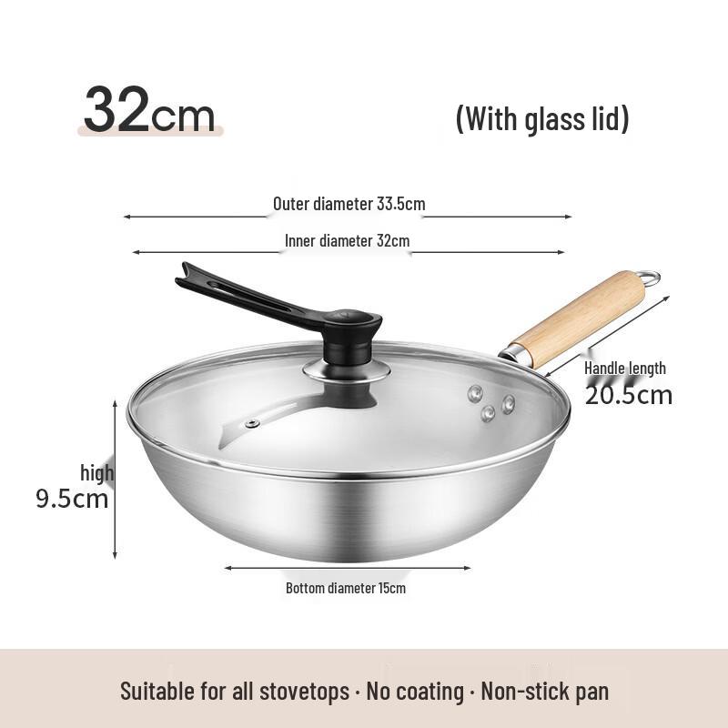 Zijin Heshi Fine Iron Flat-Bottom Non-stick Wok 32CM