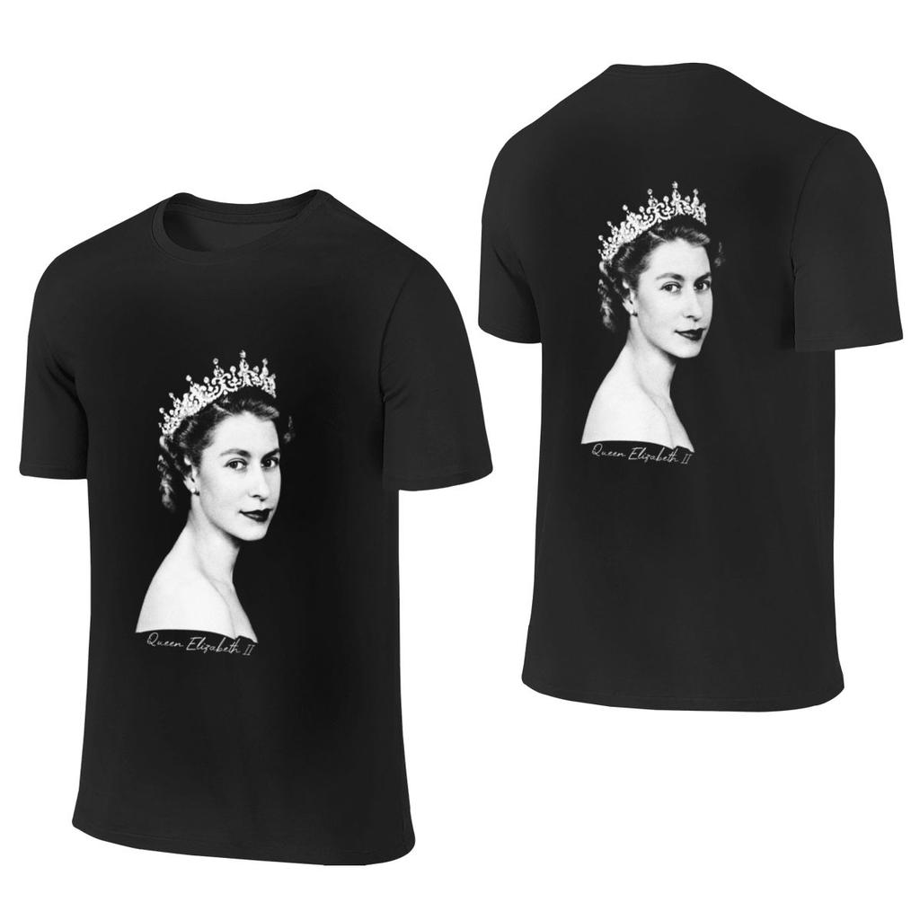T-shirt Reversibile Stile Coppia Retrò Regina Elisabetta II Tee Retrò Americane Facili da Pulire