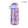 Portable 550ML Water Bottle Cartoon Print Leak Proof Drinking Bottle with Straw Anti-fall Water Cup for Students