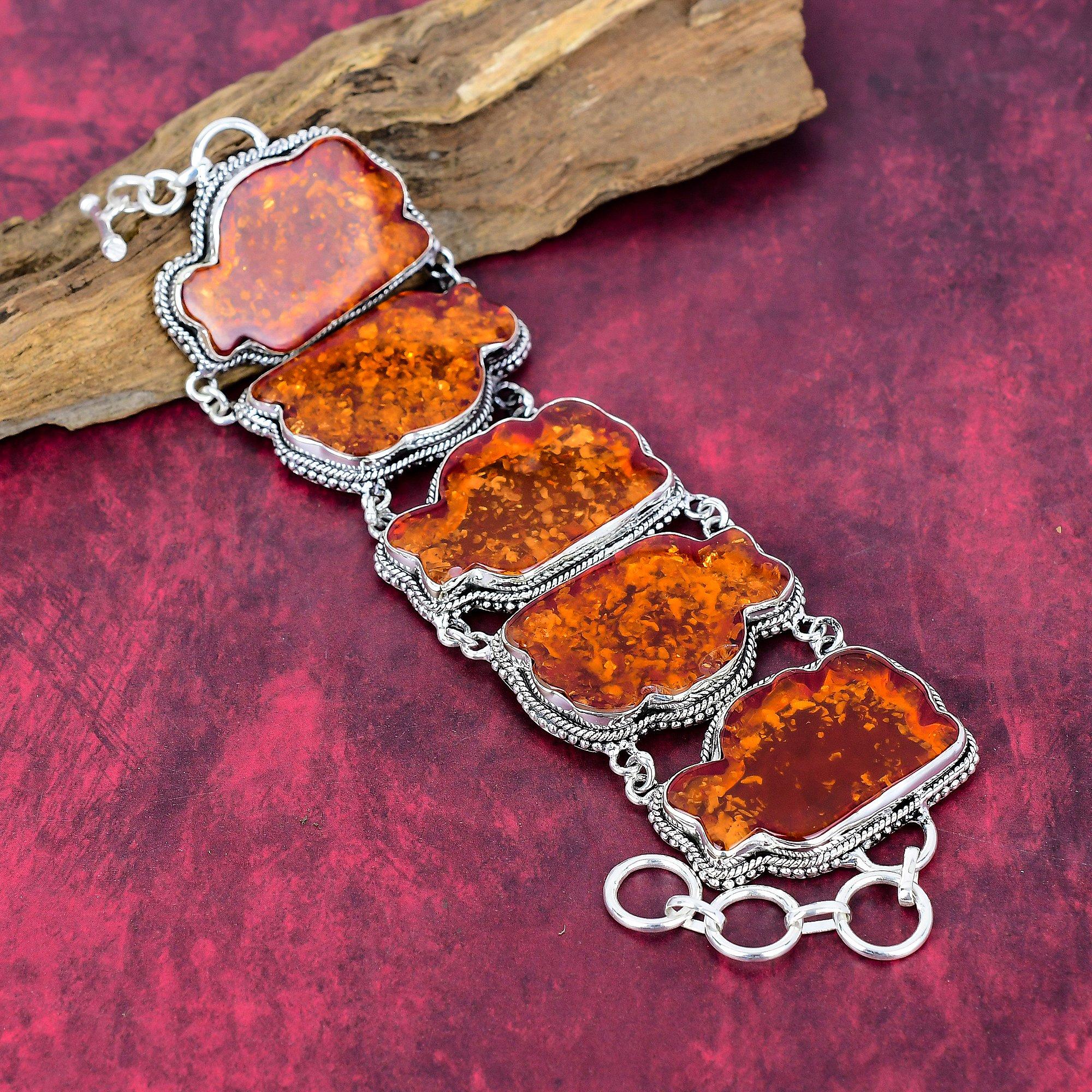 

Ювелирные изделия из балтийского янтаря, браслет ручной работы из стерлингового серебра 925 пробы, красивый браслет из балтийского янтаря, подарок для женщин Adjustable With 8 Inches оранжевый