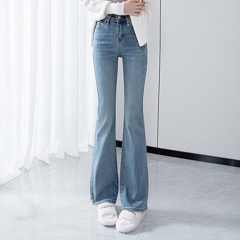 

Women s High-Waist Slim Fit Washed Flare Jeans M