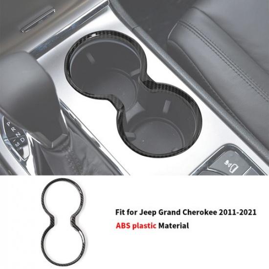 

For Jeep Grand Cherokee 11-21 Interior Water Cup Holder Trim Cover Carbon Fiber