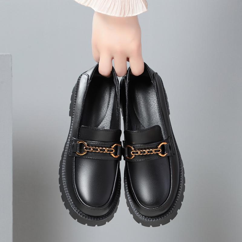 Chaussures Penny de printemps en cuir véritable pour femmes, mocassins à enfiler à plateforme pour étudiantes