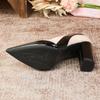 Chunky Heel Patent Leather Pointed Toe Low-Cut High Heels for Women's Large Sizes 41-43