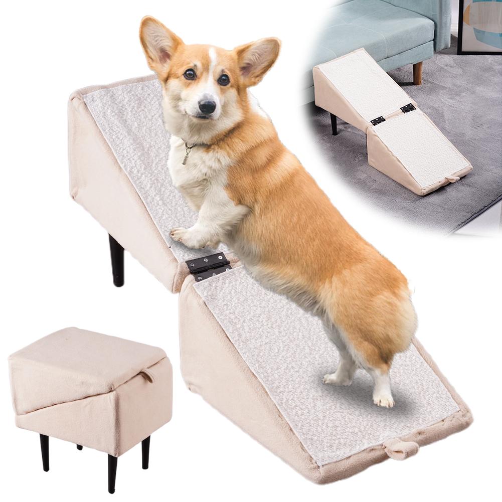 Split Dog Staircase Safety Ramp DualPurpose Folding Wooden Footstool Sofa Steps For Large Medium Small Dogs Cats Puppy Supply