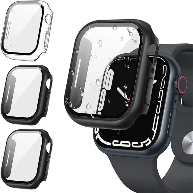 3 Pack Tempered Glass Cover for Apple Watch Screen Protector Case 9 8 7 6 5 4 3 SE 40MM 41mm 46mm 45mm 10 42mm 38mm Accessories 7