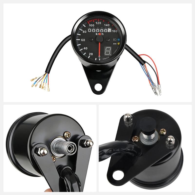 Motorcycle Universal Cafe Racer Speedometer Odometer Gauge Instrument With Led Indicator