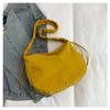 Large-Capacity Drawstring  Crossbody Bag Solid Color Tote  Bag Fashion Pleated Shoulder Bag  Girls