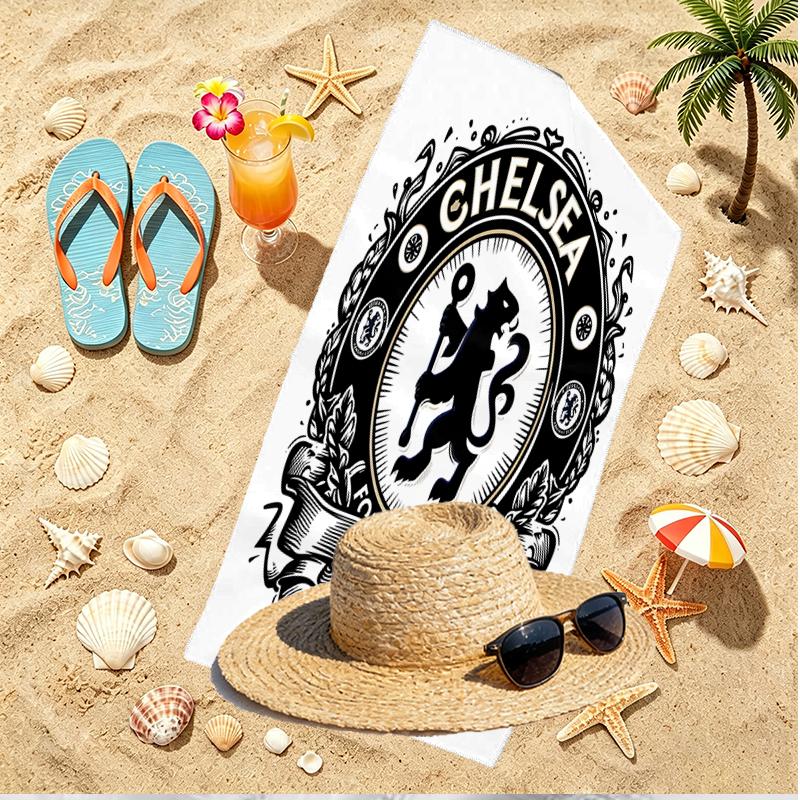 Chelsea F.C. Aufdruck Strandtuch, Vielseitiges Leichtes Saugfähiges Strandtuch für Pool, Surfen, Yoga, Badezimmer, Perfektes Geburtstags- oder Urlaubsgeschenk