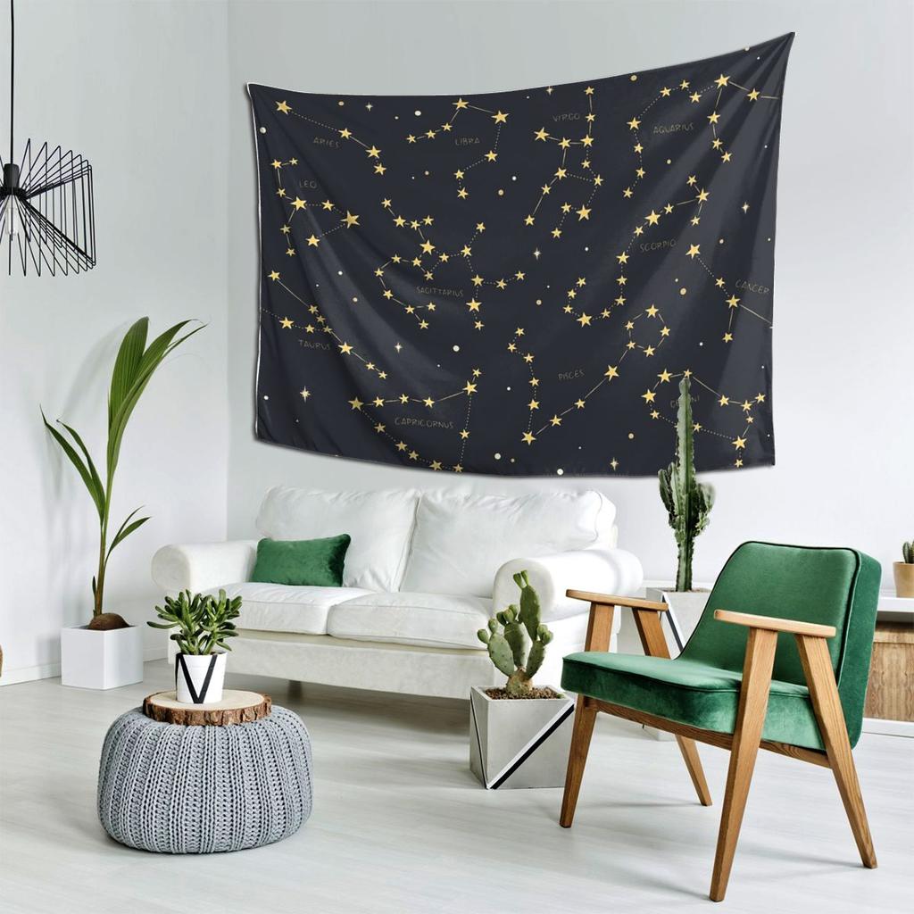 Zodiac Constellations Space Tapestry Decoration Art Aesthetic Tapestries for Living Room Bedroom Home Wall Cloth Wall Hanging