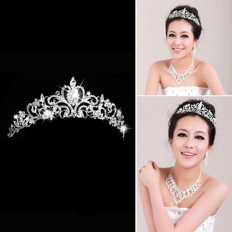 1pc Wedding Crown Sparkling Rhinestone Crystal Tiara for Bridal Party Luxury Silver Diamante Headband Hair Accessory Gift