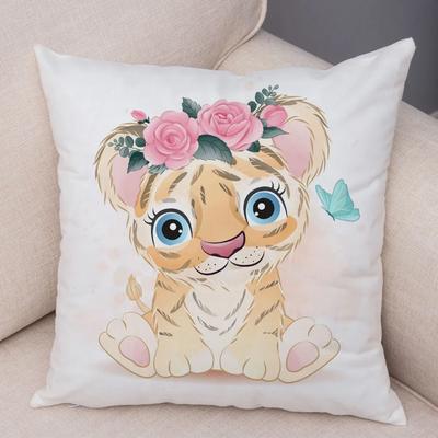 Naminių gyvūnų šunų kačių spaudinio pagalvės užvalkalas Spalvotas mielas animacinių filmukų gyvūno pagalvės užvalkalas Dekoras Sofa Namai Vaikų kambarys
