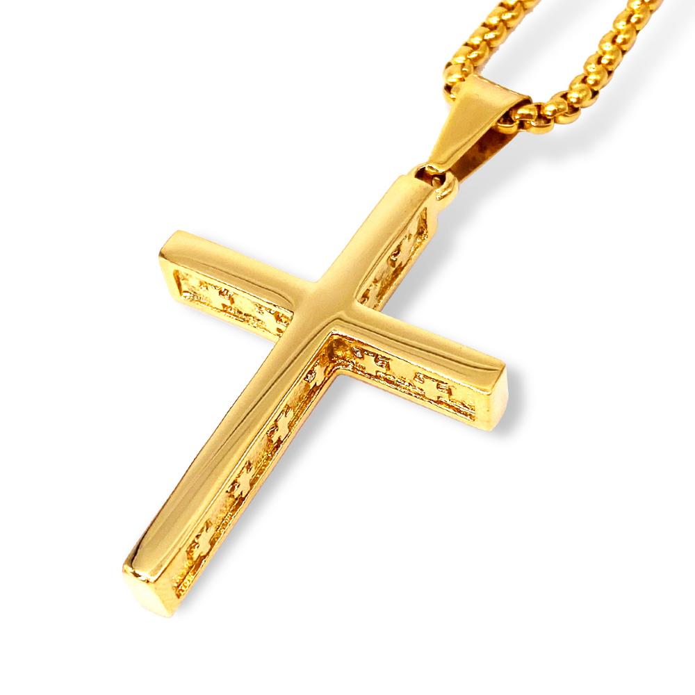Stainless Steel Vintage Cross Pendant Necklace Men Religious Delicate Necklace Personality Jewelry