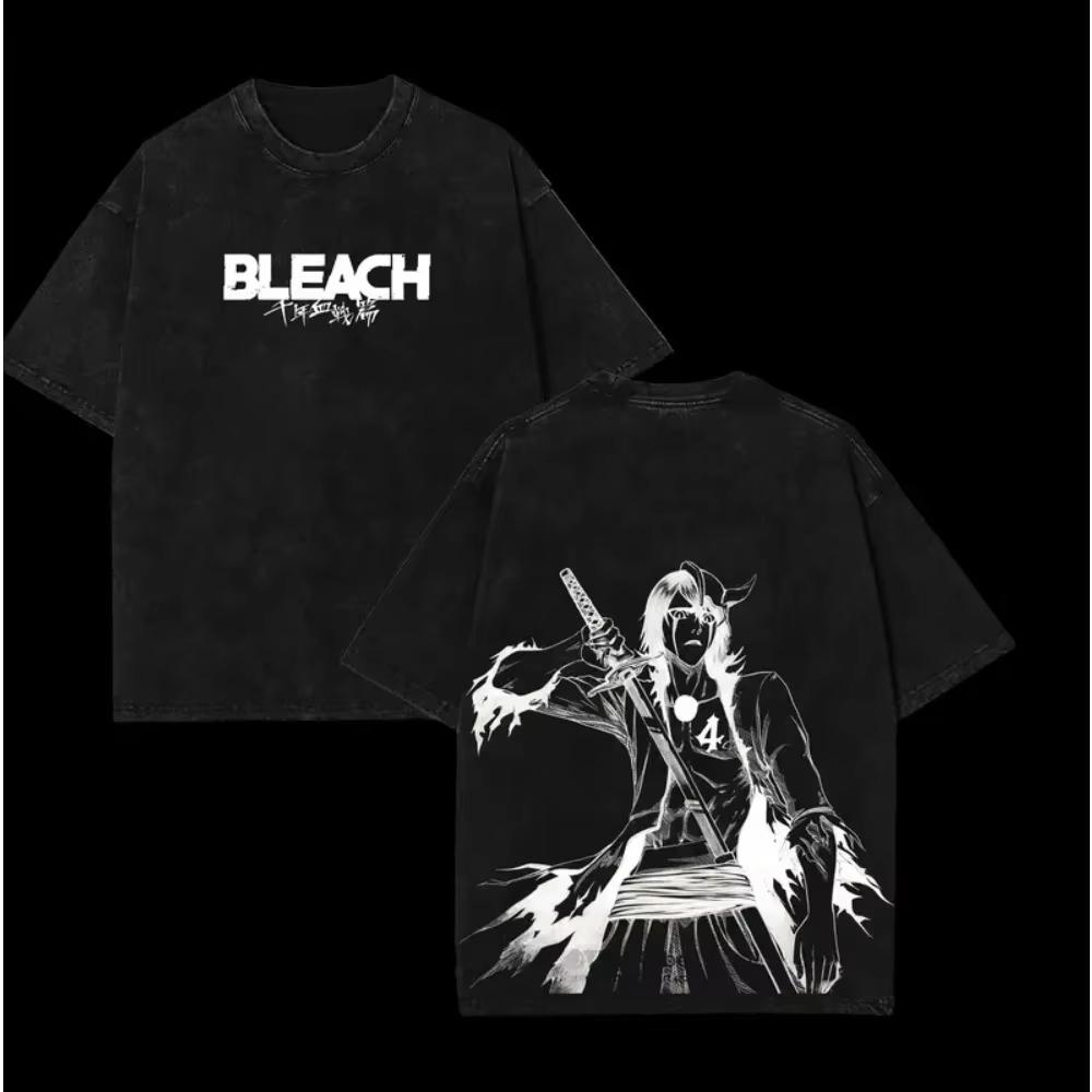 2026 Classic Hot-blooded Anime BLEACH Graphic Print T-Shirt Men Women Retro Washed Cotton Harajuku Fashion Oversized Summer New Tee Short Sleeve Top