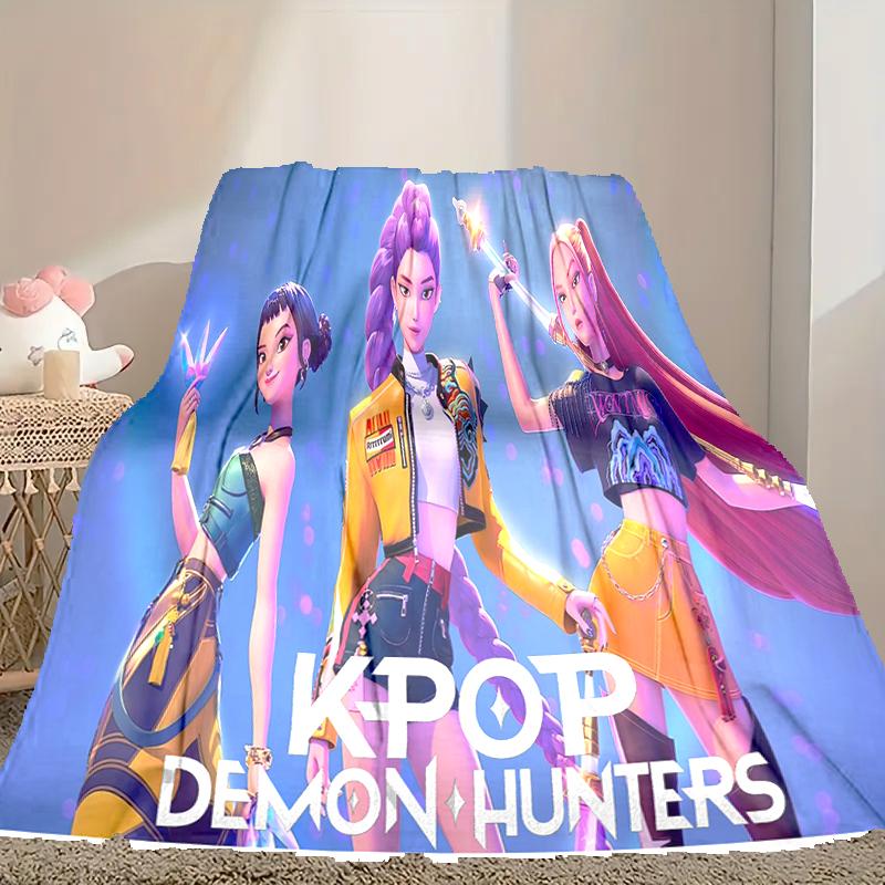 1pc Kpop Demon Hunters Blanket, Cozy Valentine's Day Blanket, Multi-functional Nap Blanket Available Throughout the Four Seasons