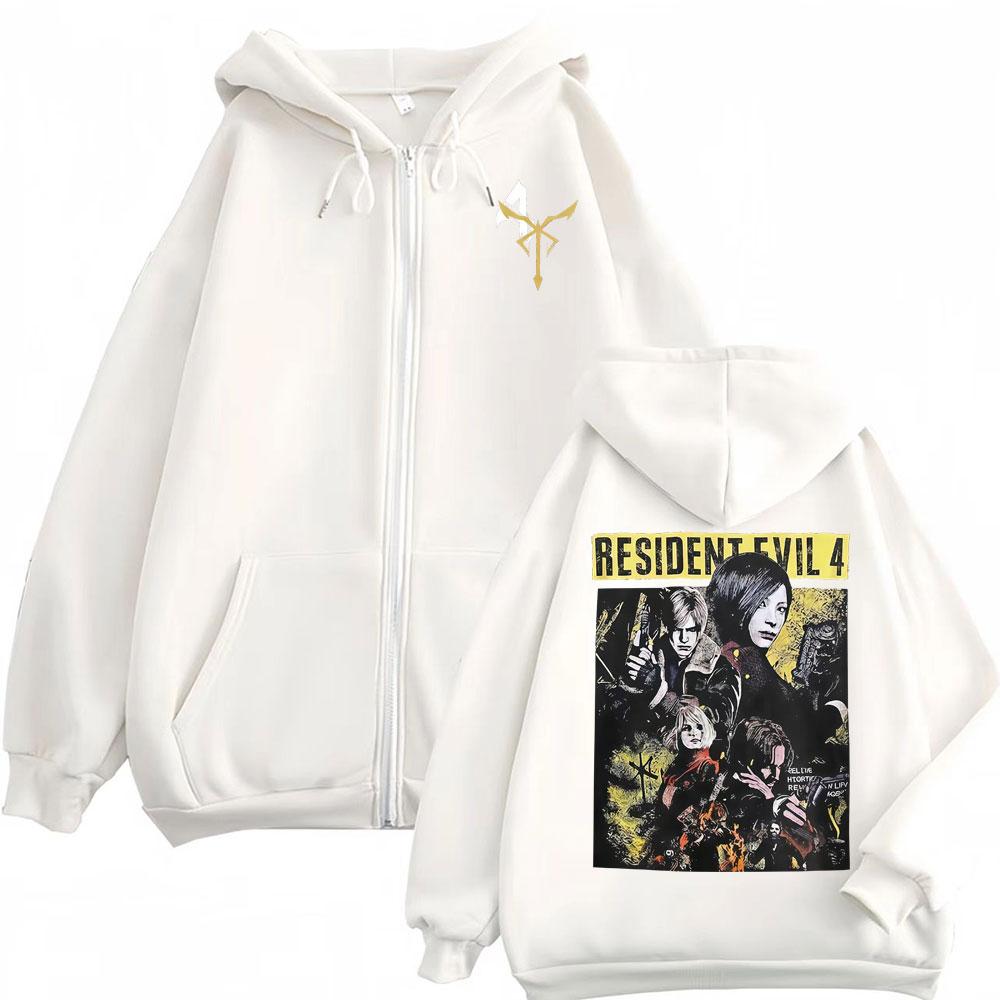 Leon Kennedy Zip Up Sweatshirts Resident Evil Requiem Gamer Gift Zipper Hoodies Men Women Jacket Coats