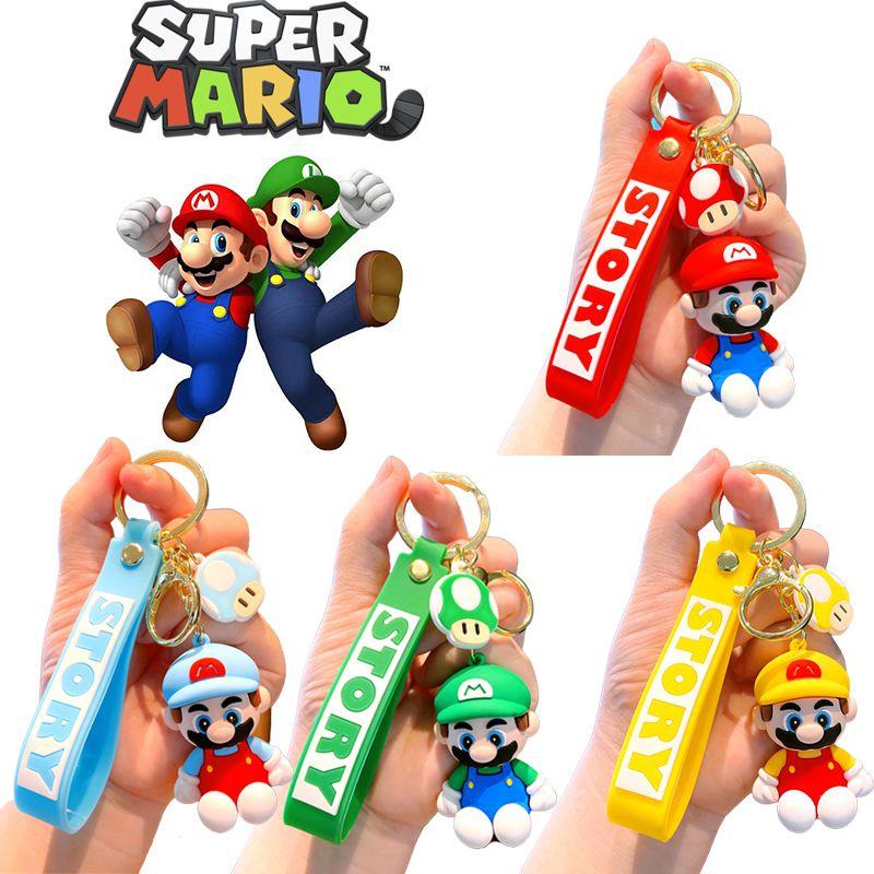 Keychain Mario Super Toy Cartoon Key Ring Bag Pendant Doll Kids Gifts Decorate
