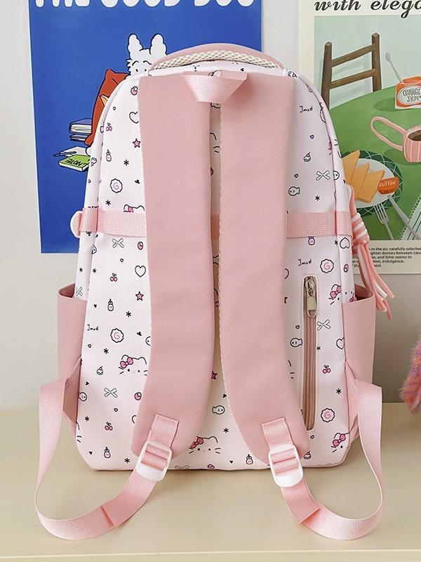 Cartoon Schmetterlingsknoten Rucksack für Mädchen Mit Großer Kapazität Und Druckmuster