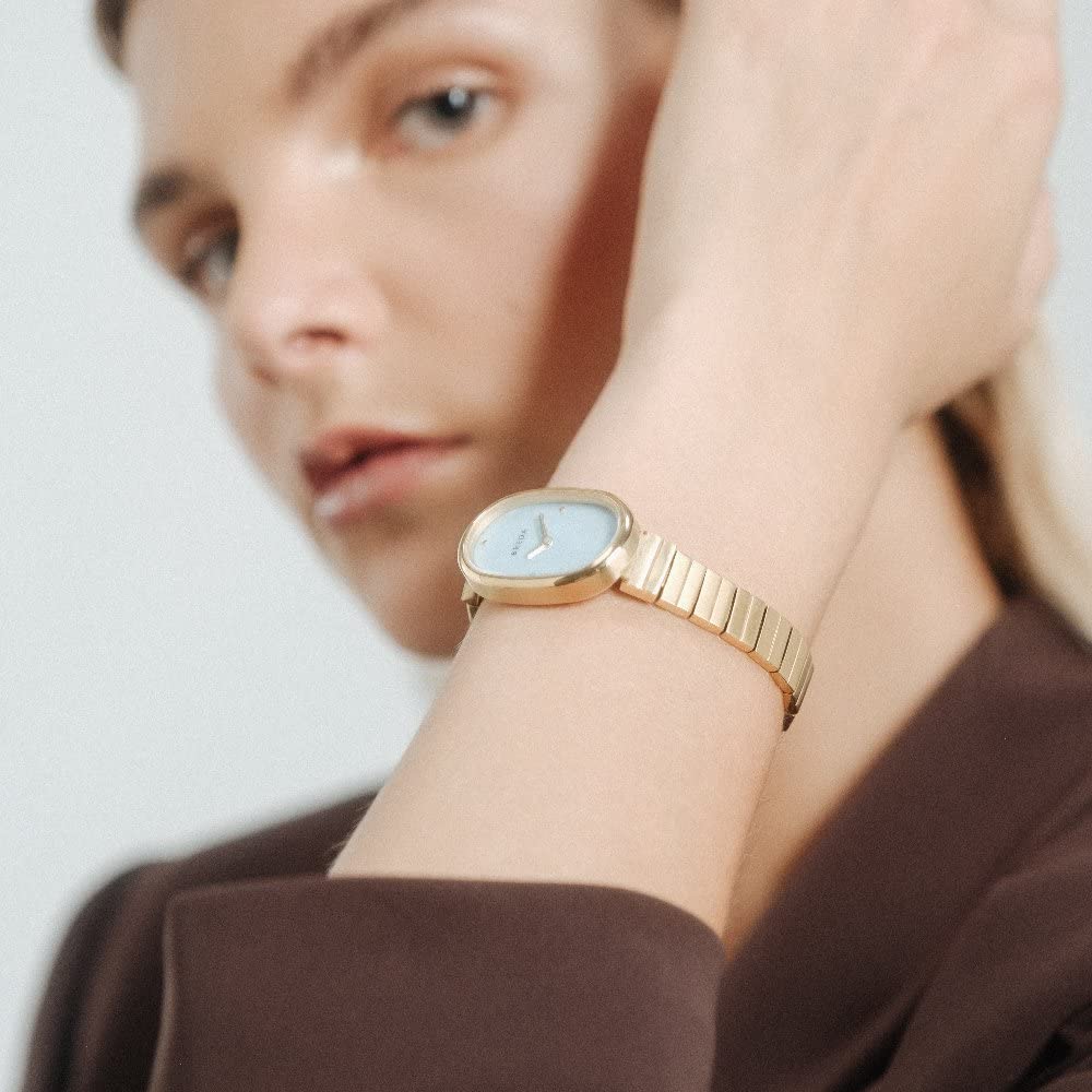 Breda Women's Jane Analog Watch Gold and Blue Mother of Pearl 1741C