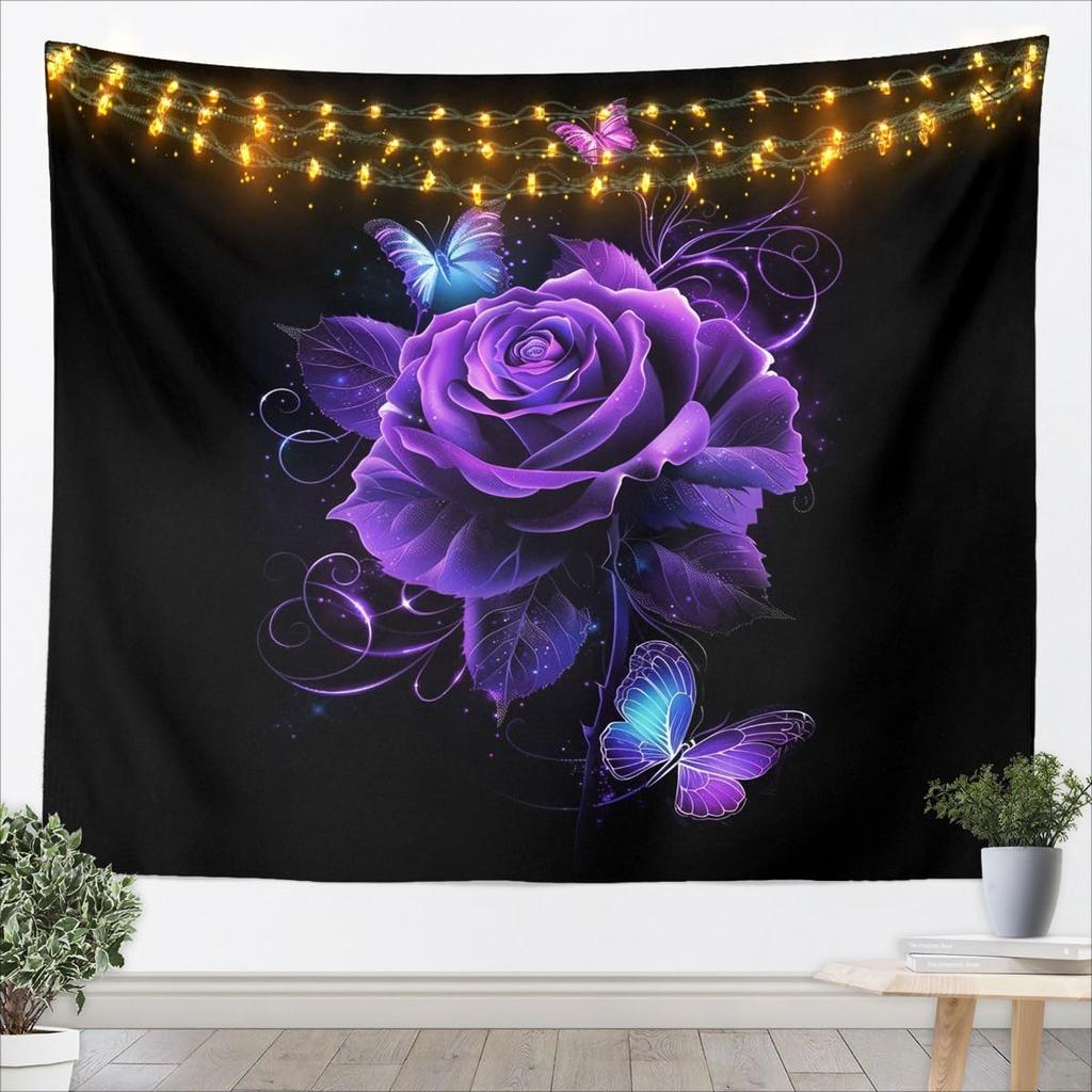 Kids Black White Wall Hanging Blanket for Boys Girls Teens Antique Victorian Baroque Wall Art Breathable Gothic Vintage Floral