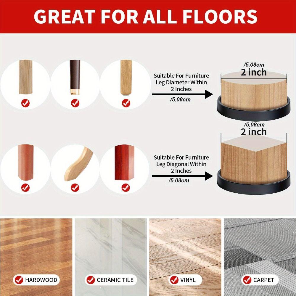 Round Silent Table Leg Pads Diameter 5 Cm Round Sofa Coaster Silicone Anti-slip Pads Bed Legs